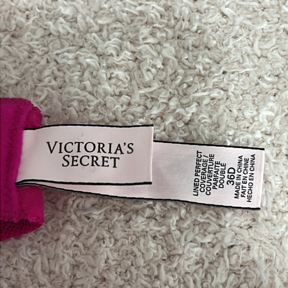 Victoria's Secret Pink Lace Bra Perfect Coverage Size 36D - Picture 5 of 9
